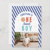 ワンスウィートボーイチョコレートチップクッキー1st誕生日 招待状 (正面)