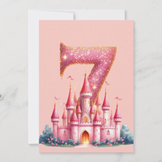 ワンスオンアタイムキャッスルプリンセスガール7th誕生日 招待状 (裏面)