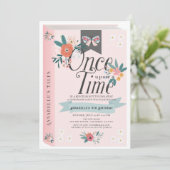 ワンスオンザタイムピンクフローラガール誕生日 招待状 (スタンド正面)