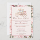 ワンスオンザタイムピンクプリンセス誕生日 招待状 (正面)