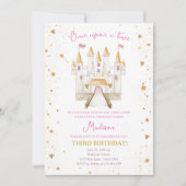 ワンスオンザタイムプリンセスキャッスルガール誕生日 招待状 (正面)