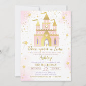 ワンスオンザタイムプリンセスキャッスルガール誕生日 招待状 (正面)
