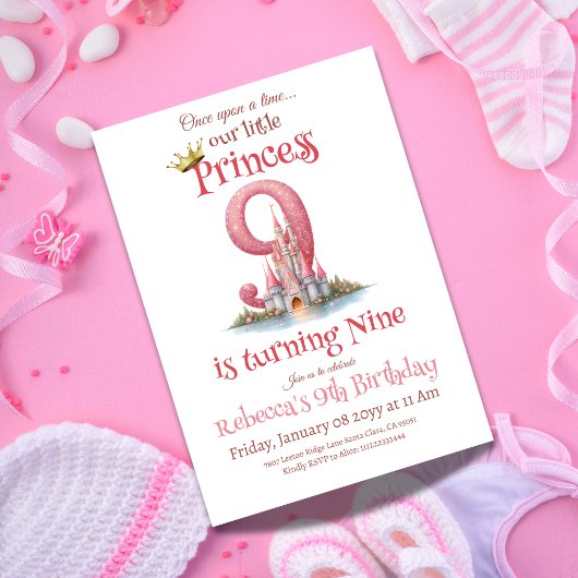 ワンスオンザタイムプリンセスキャッスルガール9誕生日 招待状