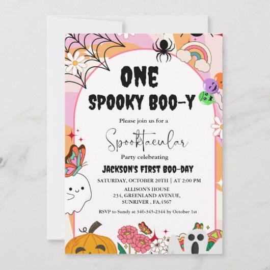 ワンスプキーBoo-y幽霊ハロウィーンのグルービー誕生日 招待状 (正面)