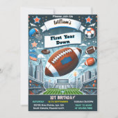 ワンスポーツキッズボーイズチケットサッカー1st誕生日 招待状 (正面)