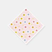 ワンスマイルファースト誕生日デイジーパステルガールズ スタンダードカクテルナプキン (角)