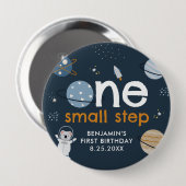 ワンスモールステップアウタースペース最初の誕生日ボタン 缶バッジ (正面&裏面)