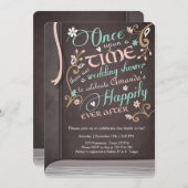 ワンス·ア·ア·タイム·ストーリーブック·ウェディングシャワーピンク 招待状 (正面/裏面)