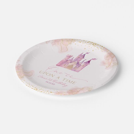 ワンセオンアオンアタイムスプリンセス第1誕生日パーティー ペーパープレート (アングル)