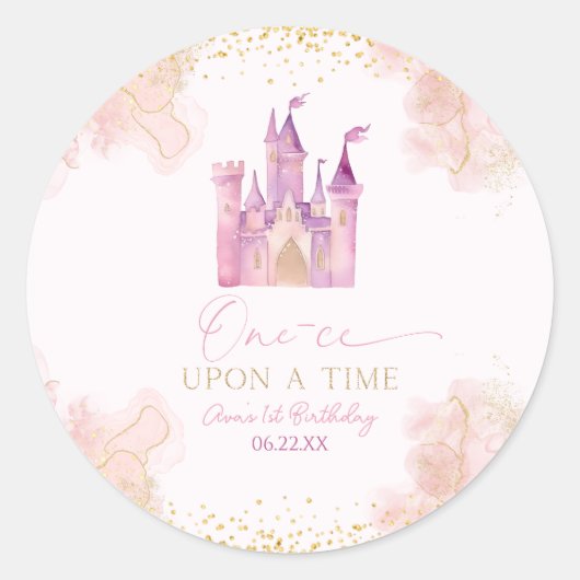 ワンセオンアオンアタイムスプリンセス第1誕生日パーティー ラウンドシール (正面)