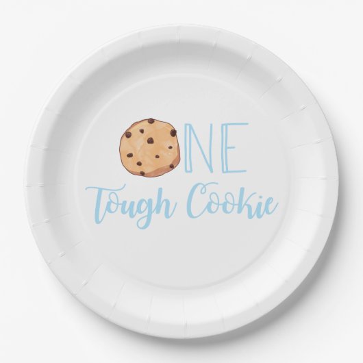 ワンタフなクッキーブルー誕生日パーティー ペーパープレート (正面)