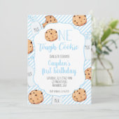 ワンタフクッキーブルーファースト誕生日 招待状 (スタンド正面)