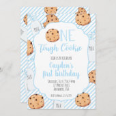 ワンタフクッキーブルーファースト誕生日 招待状 (正面/裏面)