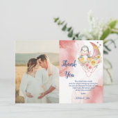 ワンダお洒落ーランドピンクペンギンベビーシャワーガール サンキューカード (スタンド正面)