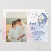 ワンダお洒落ーランドブルーペンギンベビーシャワーボーイ サンキューカード (正面/裏面)