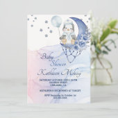 ワンダお洒落ーランドブルーペンギンベビーシャワーボーイ 招待状 (スタンド正面)