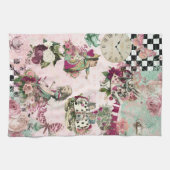 ワンダエレガントーランドの桃色のアリス キッチンタオル (横)