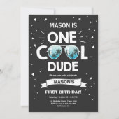 ワンダカッコいいードサングラスボーイファースト誕生日 招待状 (正面)