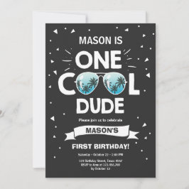 ワンダカッコいいードサングラスボーイファースト誕生日 招待状