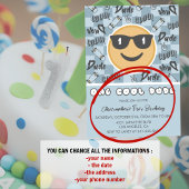 ワンダクールード誕生日招待状レトロブルー 招待状