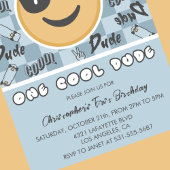 ワンダクールード誕生日招待状レトロブルー 招待状