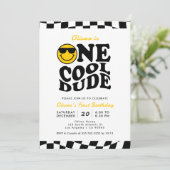 ワンダデクールウェー名門私立校風のブスマイル少年1歳の誕生日 招待状 (スタンド正面)