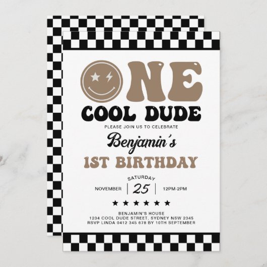 ワンダデクールハッピーバースデーボーイ1st顔パーティー 招待状 (正面/裏面)