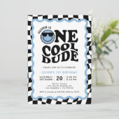 ワンダデクールブルースマイル顔ボーイ1st誕生日 招待状 (スタンド正面)