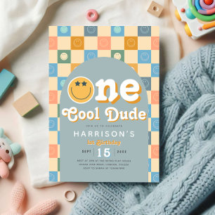 ワンダデクールボーイズレトロ1st誕生日招待状 招待状