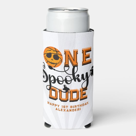 ワンダデ不気味バスケットボールボーイズ素晴らしい子供の誕生日 スリム缶クーラー (Seltzer正面)