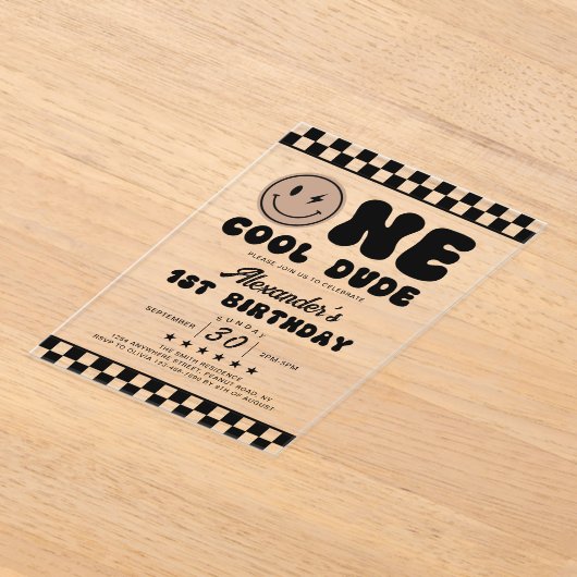 ワンダドクールファースト誕生日アクリル招待状 アクリル招待状 (レイダウン)