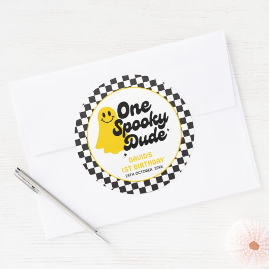 ワンダドグ不気味ロヴィハロウィンファースト誕生日 ラウンドシール (封筒)