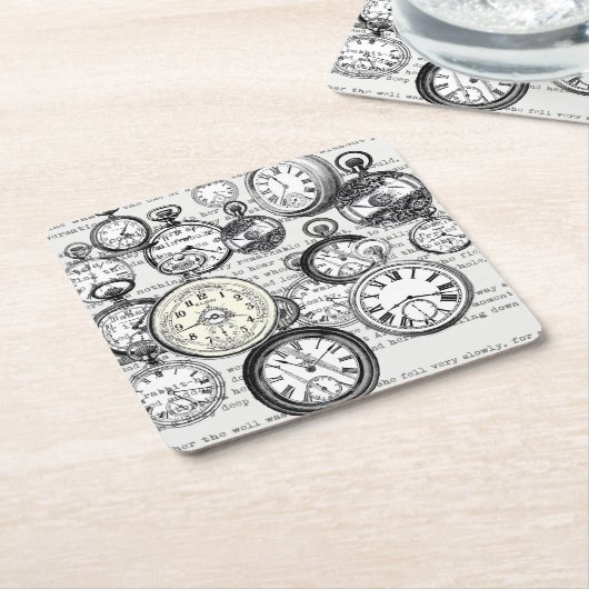 ワンダビクトリアンランドの懐中時計のアリス スクエアペーパーコースター (アングル)