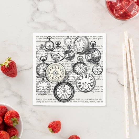ワンダビクトリアンランドの懐中時計のアリス スタンダードカクテルナプキン (インサイチュ)