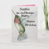 ワンダフルドーター誕生日スイートハンミングバード カード (正面)