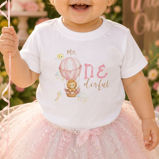 ワンダフルバルーン ファーストバースデー 女の子 Tシャツ