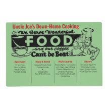 ワンダフルフードキッチンメニュー紙ランチョンマット