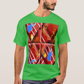 ワンダフルミュージック ブルーサマーバイブ ジオメトリック ロマンティック Tシャツ