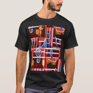 ワンダフルミュージック ブルーサマーバイブ ジオメトリック ロマンティック Tシャツ