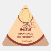 ワンダフルヤクホットエアバルーン1歳の誕生日 三角形シール (正面)