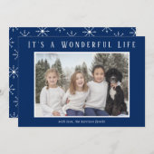 ワンダフルライフ ブルー 写真 現代のクリスマス シーズンカード (正面/裏面)