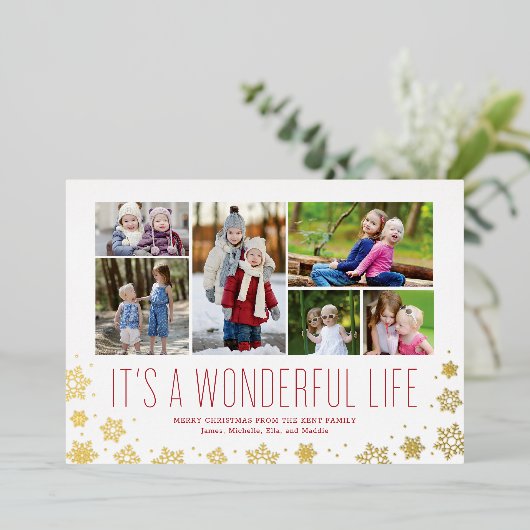 ワンダフルライフ マルチフォト ホイル クリスマスカード 箔シーズンカード (立ち正面)