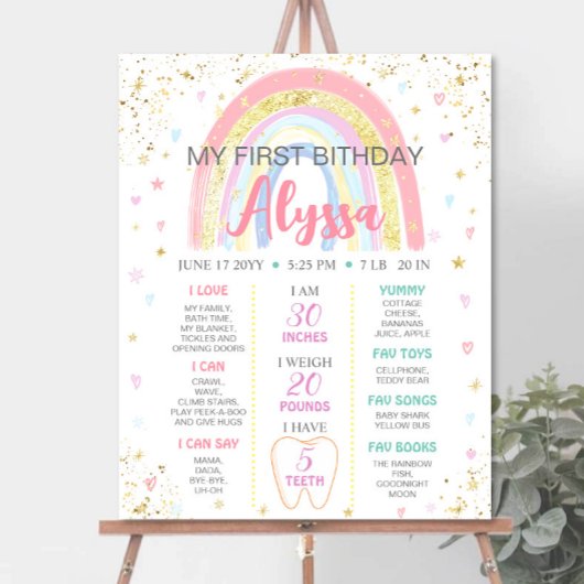 ワンダフルレインボー 1歳の誕生日マイルストーン ポスター