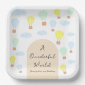 ワンダフルワールド 熱気球 1歳の誕生日 ペーパープレート (正面)