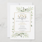 ワンダフル エレガント フォト ファースト バースデー 招待状 (正面)