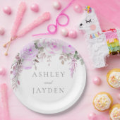 ワンダフル パープル ラベンダー フローラル ウェディング ペーパープレート (パーティー)