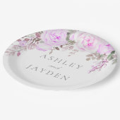 ワンダフル パープル ラベンダー フローラル ウェディング ペーパープレート (アングル)