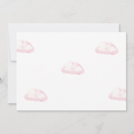 ワンダフル ピンク エア バルーン ガール フォト 1歳の誕生日 招待状 (裏面)