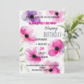 ワンダフル ピンク フラワーズ 1歳の誕生日 招待状 (スタンド正面)