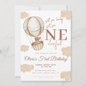 ワンダフル ホットエアバルーン 1歳の誕生日 招待状 (正面)